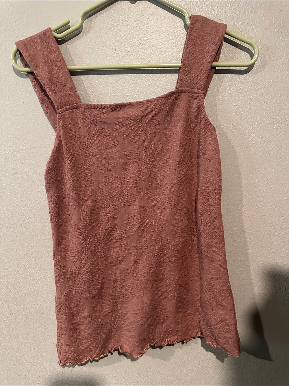 Textured Square Neck Tank Top - Dusty Rose
